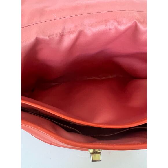 COACH Orange Z Leather Crossbody Flap Duffle Tote Bag Turnlock - Picture 8 of 13